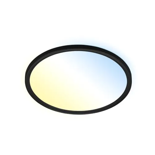 BRILONER LED Deckenlampe mit Fernbedienung - Moderne Deckenleuchte in Schwarz, dimmbar und mit Farbtemperatursteuerung von warm- bis kaltweiß. Ideal für Wohnzimmer, Küche oder Flur – sorgt für optimale Ausleuchtung und angenehme Atmosphäre.