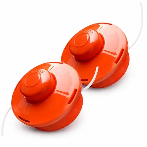 NEMAXX® FS1 Tap & Go Fadenkopf (Trimmerkopf) – Tippautomatik Doppelfaden – für Motorsense/Freischneider – M10 x 1,25 Linksgewinde – 2 mm – Schnittkreis 380 mm – Orange (2 Stück)