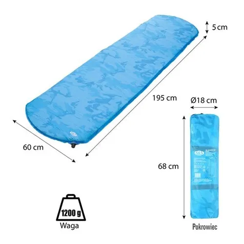 Nils Camp Isomatte NC4062 - Selbstaufblasend in Blau - Isomatte 195x60x5cm, selbstaufblasend für maximalen Komfort beim Camping und Outdoor-Aktivitäten, ideal für entspannte Nächte unter freiem Himmel.