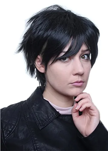 Prettyland Schwarz Kurzhaare Kurze Perücke Reborn Kyoya Hibari gestuft Fransig Anime Alltag Wig C430