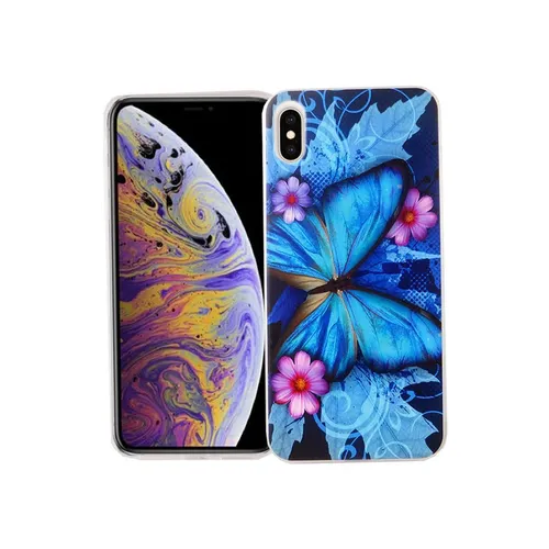 Apple iPhone XS Max Handy Hülle Schutz Case Cover Bumper Etui Schmetterling Blau