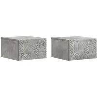 vidaXL Wandmontierter Nachttisch 2er Set Betongrau 49 x 34,5 x 20 cm