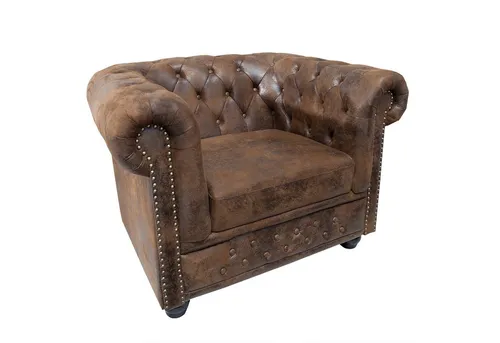 Riess-Ambiente Chesterfield Sessel 110cm antik braun - Einzelsessel mit elegantem Chesterfield-Design, Federkernpolsterung für optimalen Komfort, ideal für stilvolle Wohnzimmer.