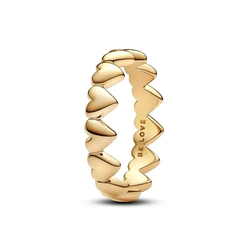 PANDORA Moments Herz-Ring aus Sterling Silber - Eleganter Damenring aus Sterling Silber mit vergoldeter Metalllegierung, romantisches Herzdesign – das perfekte Geschenk für deine Liebsten oder für dich selbst.