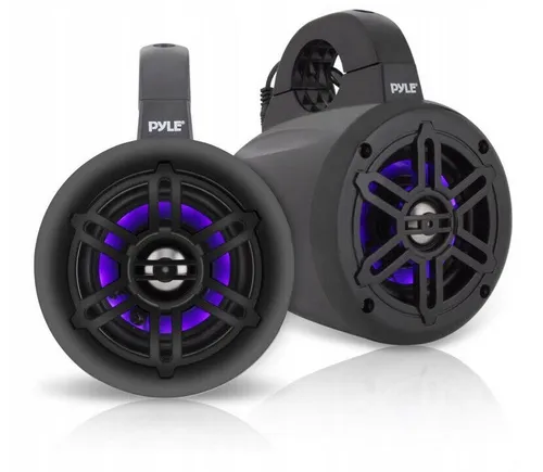 Pyle PLUTV44BTR Wake Montage Lautsprecher LED - Wasserdichte 2-Wege Lautsprecher für Boot und UTV, mit LED-Beleuchtung und robustem Design für den perfekten Sound bei jedem Abenteuer.