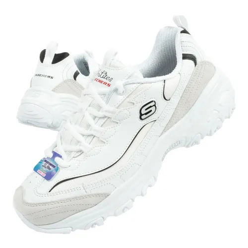 Skechers D'Lites New Heat Damen Sneaker, Weiß, Gr. 36 - Sneaker aus Leder und Synthetik mit gepolsterter Air-Cooled Memory Foam®-Innensohle für maximalen Komfort und einen revitalisierten Look.
