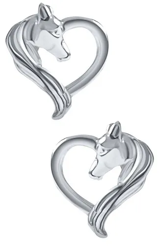 Limana Paar Ohrstecker aus 925 Sterling Silber - Herz Pferde Ohrringe - Hochwertige Ohrstecker aus hautverträglichem 925 Sterling Silber, ideal als Geschenk für Kinder und Frauen zu jedem Anlass. Inklusive Geschenkdose für eine besondere Überraschung.
