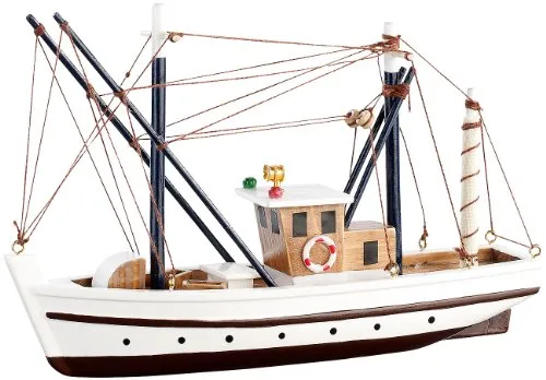 Playtastic Modellbau Schiffe: 40-teiliger Schiff-Bausatz Fischkutter aus Holz (Schiffsmodell, Bausatz Boot Kinder, Alte Modelle Selberbauen)