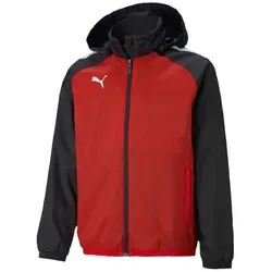 Puma Teamliga All Weather Jack Kinder - Rot - Funktionsjacken für Kinder, wetterfest mit innovativer dryCELL Technologie für optimalen Tragekomfort und verstaubarer Kapuze.