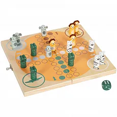 Ludo für 4 Spieler „Safari“ - Das tierische Würfelspiel - Gesellschaftsspiel für 2-4 Spieler, aus hochwertigem Holz, ideal für Reisen und Familienabende. Spielerisch lernen Kinder die Tierwelt kennen!