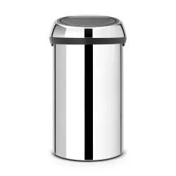 Brabantia Abfalleimer Touch Bin 60 Liter - Haushaltszubehör mit abnehmbarem Deckel für einfaches Auswechseln und Reinigen, elegantes Scharnierdesign in Brilliant Steel