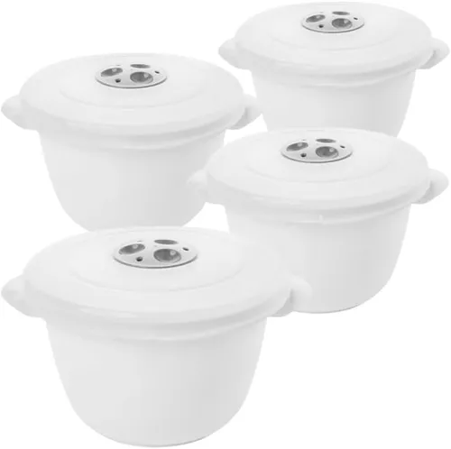 Mikrowellengeschirr 4er Set 1.5L mit Deckel Dampfregelventil Vorratsdose Weiß
