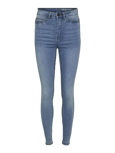 Noisy May NOS DE Nmcallie Hw Vi059lb Skinny Jeans - Schmale High-Waist Jeans in Blaulight Blue Denim, elastisches Material für optimalen Tragekomfort und modische Falschtaschen vorne.
