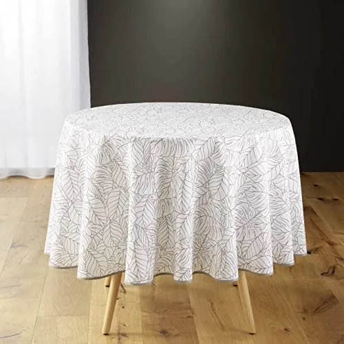 Douceur d'intérieur Tischdecke rund weiß 180 cm - Moderne Tischdecke für den Indoor-Bereich, strapazierfähig und pflegeleicht. Ideal für stilvolle Anlässe und den täglichen Gebrauch.
