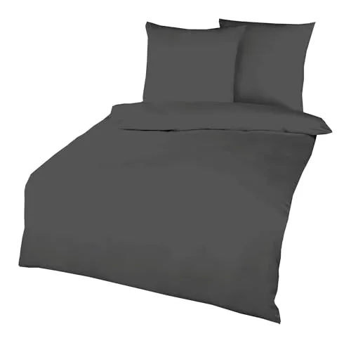 Kaeppel Biber Bettwäsche Anthrazit 155x220cm - Bettwäsche-Set aus 100% Baumwolle, kuschelig weich und atmungsaktiv, sorgt für ein ideales Schlafklima und passt sich jedem Einrichtungsstil an.