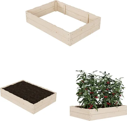 QLS Hochbeet aus Kiefernholz 120x80 cm - Hochbeet aus unbehandeltem Kiefernholz, ideal für den Anbau von Gemüse und Kräutern. Mit 120x80 cm bietet es optimale Bedingungen für gesundes Gärtnern und lässt sich individuell gestalten.