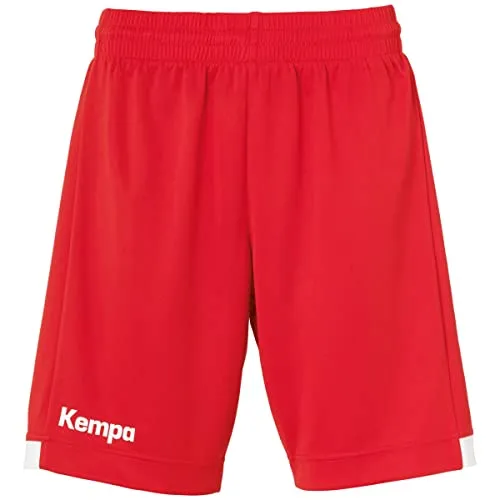 Kempa Damen Player Long Women Kurze Hose Shorts Für Sport Fitness Gym Basketball Handball Jogginghose Mit Elastischem Bund, Rot/Weiß, XL EU