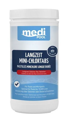 POWERHAUS24 Poolpflege mediPOOL Langzeit MiniChlorTabs 1 kg, Tabs je 20g, (Spar-Set)