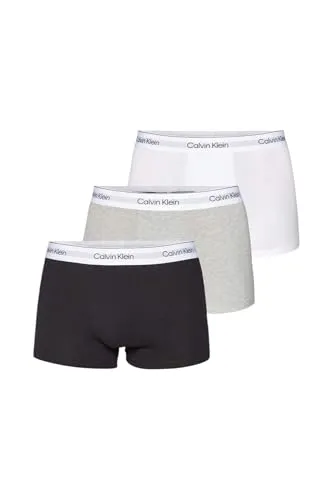 Calvin Klein Modern Cotton Stretch Trunk Weiß/Grau – Herren Unterhose - Herrenunterhosen mit ultimativen Komfort und stilvoller Passform aus weichem Baumwollstretch für optimale Bewegungsfreiheit und Atmungsaktivität.