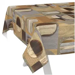 ANRO Tischdecke Wachstuch abwaschbar Holz Patchwork Tischwäsche (Einzelstück 1-tlg), wasserabweisend pflegeleicht Vintage Braun 240x140cm braun eckig | 140 cm x 240 cm