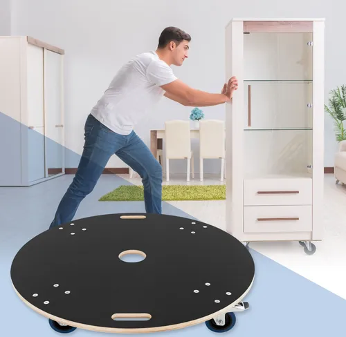 ECD Germany Möbelroller Rollbrett Ø 87 cm, 800 kg Tragkraft - Transportgeräte & Rampen – Der ECD Möbelroller mit rutschsicherer Oberfläche und 4 leichtgängigen Rollen (2 mit Bremse) ermöglicht einfaches Bewegen von schweren Lasten bis 800 kg, ideal für Umzüge und Werkstattarbeiten.