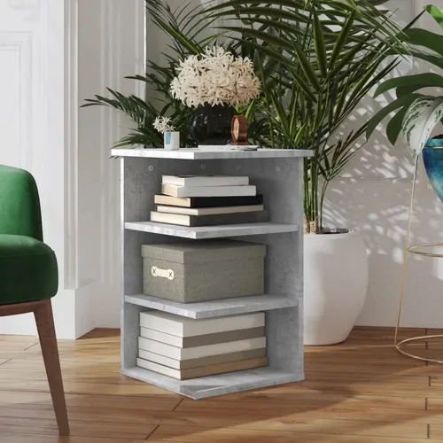 vidaXL Beistellregal Betongrau 35x35x55 cm - Praktisches Beistellregal aus Holzwerkstoff mit 3 Regalen für optimalen Stauraum. Ideal als Beistelltisch neben dem Sofa, leicht zu reinigen und stabil.