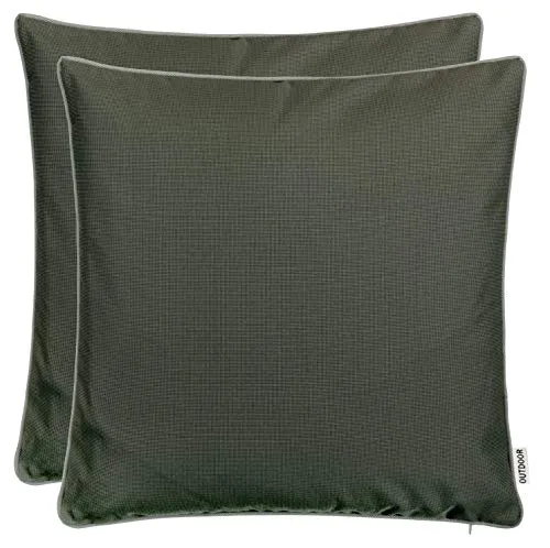 Brandsseller 2er Set Outdoor Kissen 45x45 cm – Wetterfeste Zierkissen mit Paspel – Wasserabweisende Gartenkissen & Dekokissen für draußen – Sofakissen für Balkon & Terrasse – Anthrazit