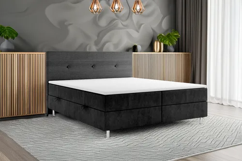 Boxspringbett RIO 180 x 200 cm mit Bettkasten in schwarz von Möbel-Punkt