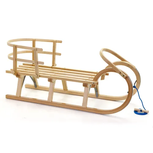 HolzFee Hörnerschlitten Kinderschlitten Bügelgriff Lehne Baran S-plus 110 RLS