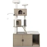 COSTWAY 2-in-1 Kratzbaum mit Toilettenschrank