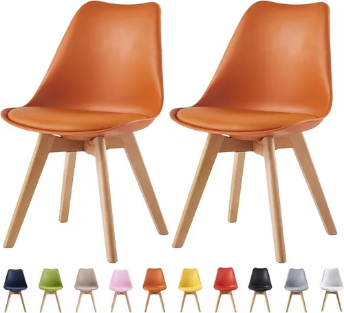 mcc direct Esszimmerstühle im 2er Set, Designer Schalenstuhl Eva (Orange)