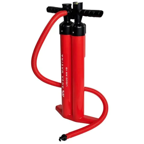 Aquamarina Premium Handpumpe Dreifach-Hub für SUPs & Kajaks, mit Manometer bis 30 psi Liquid AIR V3 Stand Up Paddle Board Pumpe, rot, Uni
