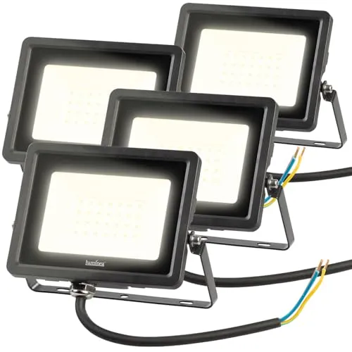 Luminea LED Scheinwerfer: 4er-Set Mini-LED-Fluter, 20 W, 2.000 lm, IP65, 3.000 K, warmweiß (Arbeitsleuchte 230V, Strahler außen warmweiß, Campinglampe)