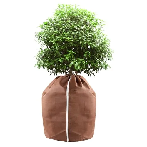 Votoko Winterschutz für KüBelpflanzen, Topfschutz Pflanzen Winter für Pflanzen mit Reißverschluss und Kordelzug, Thermo Topfschutz, Schnee und Frostschutz, Pflanzen Wurzeln Halten Warm (40×40cm)