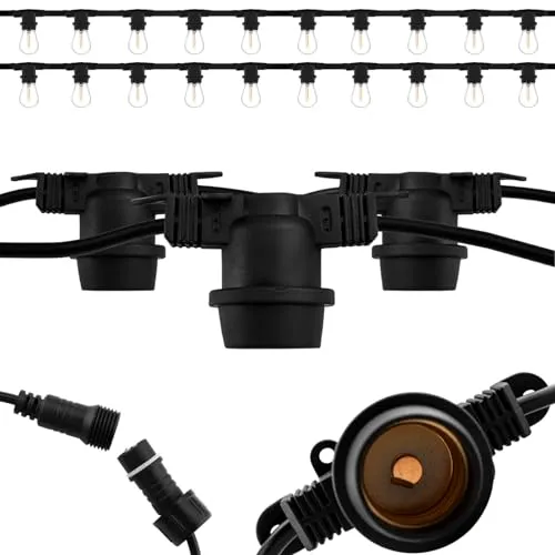 Lumiled Lichterkette Außen 20M mit 20x E27 Fassung - Weihnachtsbeleuchtung für Garten und Balkon, wetterfest mit IP44 Schutz, ideal für stimmungsvolle Dekoration bei jeder Gelegenheit.