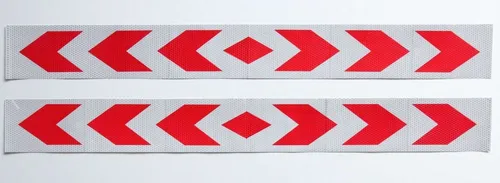 XL Pfeil Warntafel rot weiss Streifen Sticker Reflektor Aufkleber 90x10cm 2