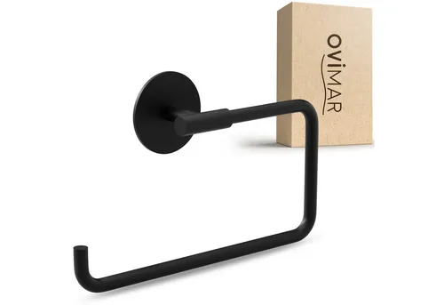 ovimar Handtuchring Hopen, Edelstahl Schwarz zur Klebebefestigung - Handtuchring in edlem Schwarz, einfach zu montieren mit 3M Klebebefestigung, ideal für moderne Badezimmergestaltung.