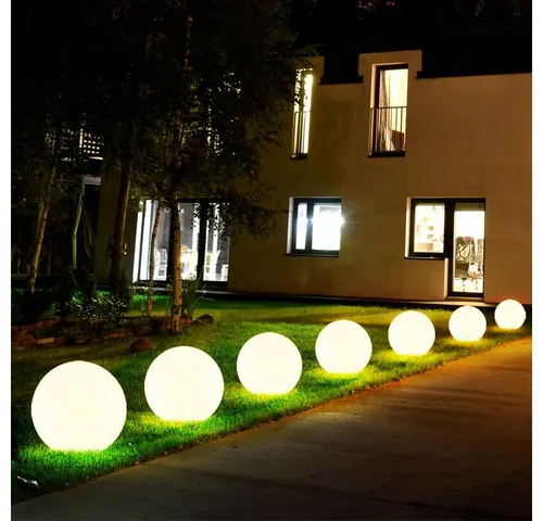 Solarleuchte Kugel Garten LED - 7er Set für stimmungsvolle Beleuchtung - Lampen für Außenbereich, spritzwassergeschützt (IP44), einfache Installation ohne Stromanschluss, leuchtet 6-8 Stunden in warmweißem Licht.