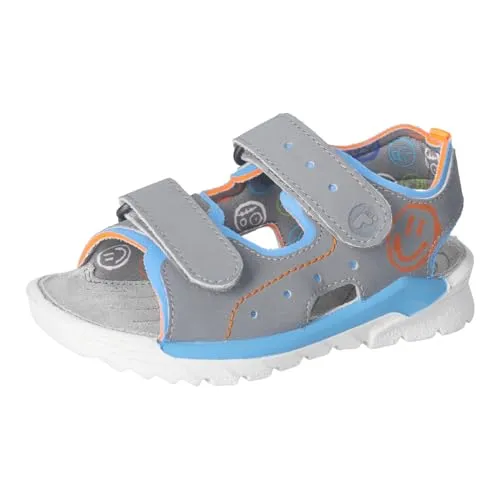 Ricosta Pepino Surf Sandalen Graphit/Sky EU 27 - Wanderschuhe für Kinder mit flexiblem PU-Sohle und Klettverschluss. Ideal für warme Tage mit liebevoller Dekoration im Fersenbereich.