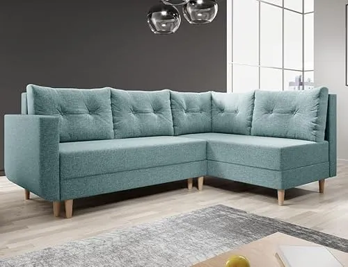 Easy4You Ecksofa Baldur L-Form Minze – 235x93x145 cm in türkis von Easy4You
