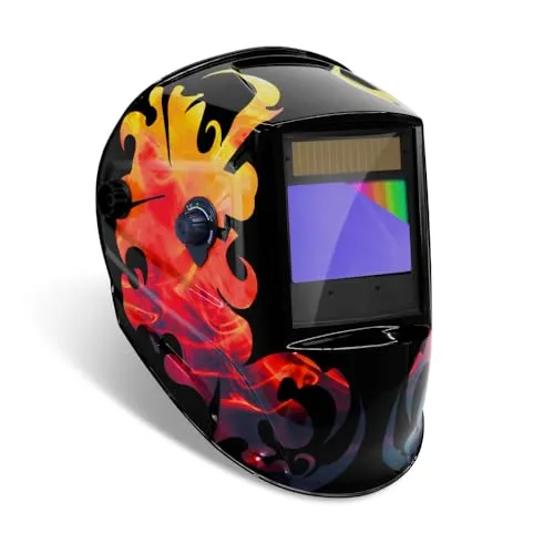 GYS 044098 Schweißhelm LCD ZEUS 5-9/9-13 G FIRE - Schweißhelm für E-Hand-, MIG/MAG- und WIG-Schweißen, mit vollautomatischer Abdunkelung, XL-Sichtfeld und 4 Sensoren für optimalen Augenschutz und Tragekomfort.