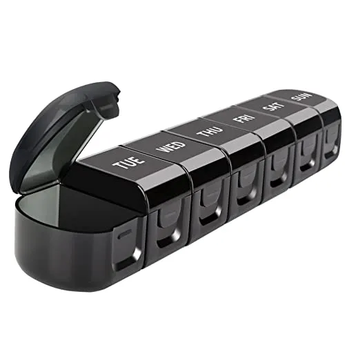 Collazoey Pill Box 7 Days, Abnehmbar Pillendose 7 Fächer | Reise Tablettenbox für Medikamente, Nahrungsergänzungsmittel, Vitamine