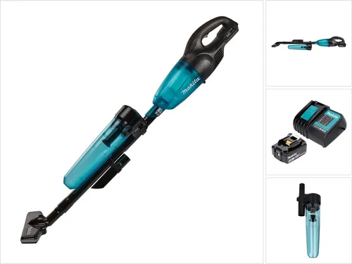 Makita DCL 180 SFCB Akku Staubsauger 18 V - Kompakter Akku Staubsauger für hohe Saugkraft und leisen Betrieb, ideal für Werkstatt und Haushalt. Inklusive Zyklon Abscheidervorsatz und 3,0 Ah Akku.