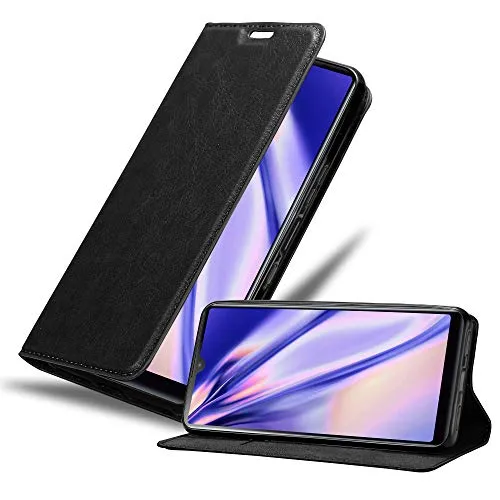 Cadorabo Hülle kompatibel mit Sony Xperia L4 aus Premium Kunst Leder Flip Klappbare Stoßfeste Magnetische [Standfunktion] [Kartenfächern] Cover Hülle für Sony Xperia L4 Tasche in Schwarz