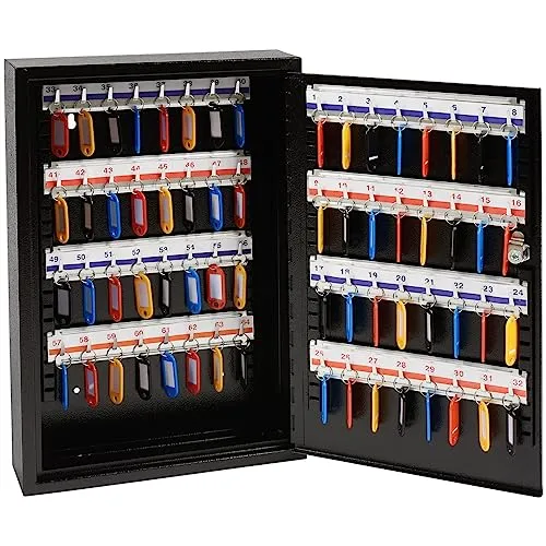 SEVICO Schlüsselbox Schlüsselkasten Schlüsselschrank verstellbare Hakenleisten abschließbarer Kasten Sicherheitsschloß inklusive 2 Schlüssel 64 Haken