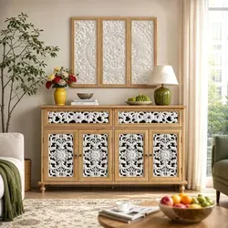 Elegantes Sideboard mit 4 Türen und 2 Schubladen, Vintage-Design in Weiß und Holz