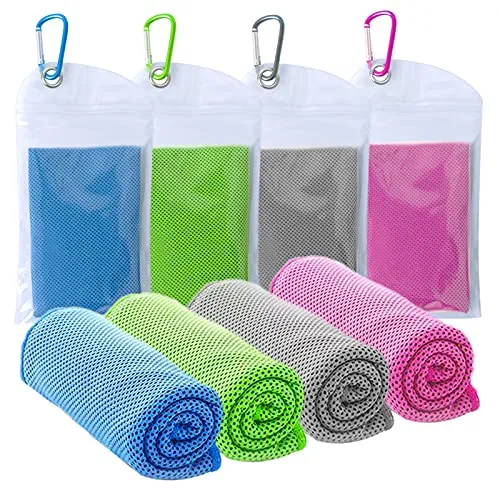 SZELAM Kühlendes Handtuch,EIS-Handtuch,4 Packungen weiches, atmungsaktives,kühles Handtuch,Mikrofaser-Handtuch für Yoga, Fitnessstudio,Training,Sport,Fitness,Laufen,Camping,Wandern(40