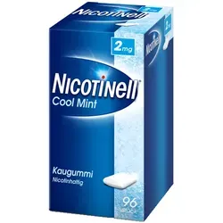NICOTINELL Kaugummi 2 mg Cool Mint - 96 Stück - Suchterkrankungs-Medikamente zur Raucherentwöhnung, lindert Entzugssymptome und unterstützt den Rauchstopp mit Zahnweiß-Effekt.