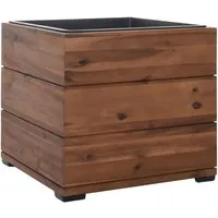 VIVANNO Pflanzkübel Holz BLOCK Würfel - Braun Gestreift 44x44x41 cm - Robuster Holz-Pflanzkübel in modernem Design, ideal für Garten oder Balkon, mit 63 l Fassungsvermögen für gesunde Pflanzen.