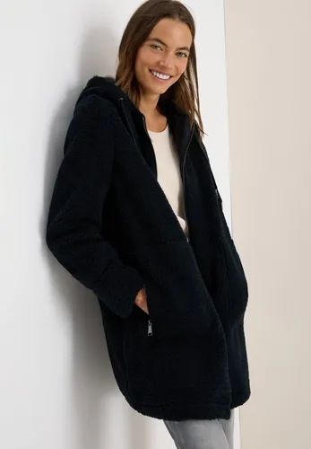 CECIL Damen Teddy Mantel mit Kapuze, Dark Navy Blue, XXL von CECIL